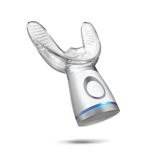 Bite guard attached to a gray metal handle